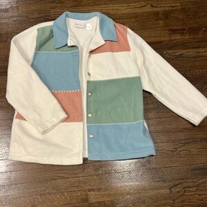 Colorblock Jacket with Button Closure